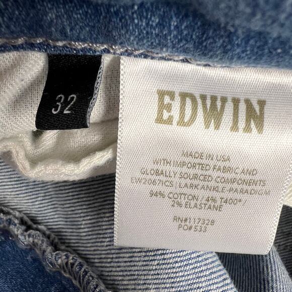 Edwin Lark Ankle Boot Kick Jean Paradigm Wash Mid Rise 27” Inseam Size 32 - Picture 7 of 14